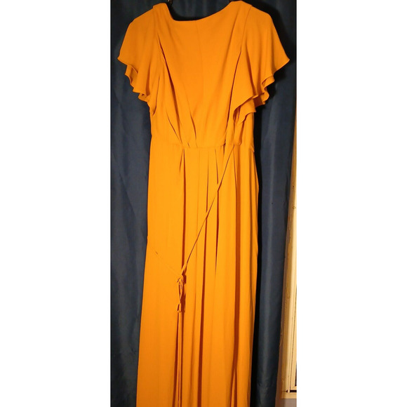 Davids Bridal Formal Floor Length Wrap Dress Size 6 Marigold NWT ,Flutter Sleeve - Picture 5 of 16